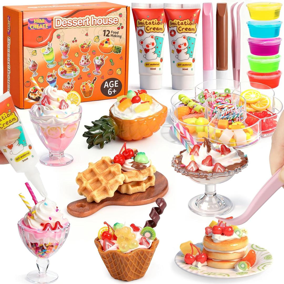 Making Miniature Food Toys Set, DIY, Resin Play, NOT Edible, Kitchen Mini Pretend Play Food Set for Kids Age 8-13, Birthday for Girls, 8 9 10, Make Your Food