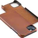 | iPhone 14 Plus Leather Case with Magsafe - Genuine Leather iPhone 14 Plus Case | Premium Full Grain Leather Case for iPhone 14 Plus Brown