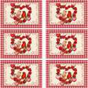 XCHI Plaid Roses Flowers Love Hearts Cardinal Valentine's Day Placemats Set of 6 Table Mats for Party Home Kitchen Dining Table Decorations 12x18 Inch