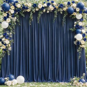8x10FT Navy Blue Backdrop Curtains for Wedding Parties, Wrinkle Free Polyester Photography Backdrop Drapes for Graduation Baby Shower Birthday Stage Background Stand Decorations 4x10ft,2 Panels