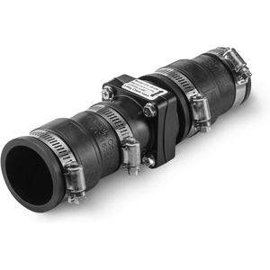Midline Valve Supply Giant TQDW112 Sump Pump Check Valve; Water Backflow Preventor; 1-1/2 in. x 1-1/4 in; Rubber Coupling with Stainless Steel Clamps,Chrome (1-1/2'' x 1-1/4'')