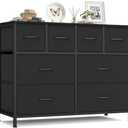 SONGMICS Wide Dresser for Bedroom, 8 Fabric Drawers with Steel Frame | Wood Tabletop, Clothes Organizer, Storage Cabinet, for Closet & Living Room, Ink Black, BELLAH Collection ULGS234B101S