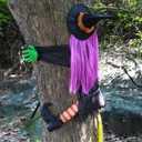 Betty Bash Crashing Witch Into Tree,Halloween Haunted Yard or House Prop Decoration, Halloween Party Supplies for Indoor Outdoor Patio Lawn Garden Decor