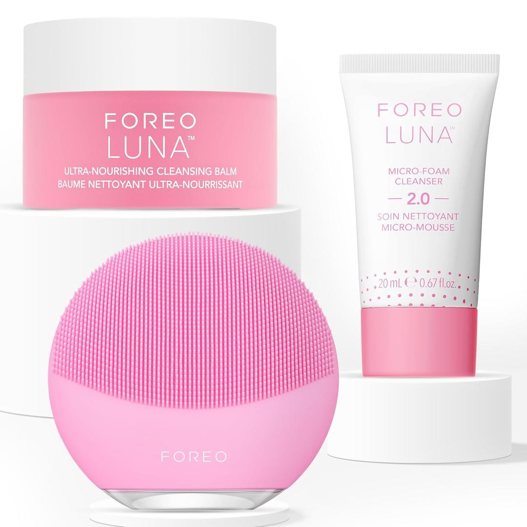 FOREO Luna Mini 3 - Premium Facial Cleansing Brush Bundle (Pearl Pink Bundle)