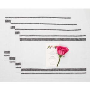 Solino Home Linen Placemats Set of 4 - French Stripe Black and White Placemats 14 x 19 Inch - 100% Pure Linen Table Mats for Spring, Father's Day, Summer