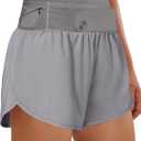 BMJL Womens Running Athletic Shorts Workout Gym Dolphin Elastic Shorts with Waist Mesh Pockets (Medium, Grey70)