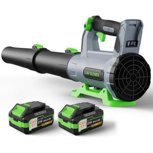 Leaf Blower Cordless with 2 5.0Ah Batteries and Charger, 21V Electric, Lightweight Battery Powered Blowers for Lawn Care, Yard, Patio Cleaning, Blowing Leaves & Dust