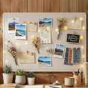 AKTOP Cork Bulletin Board 36" x 48", Large Foldable Felt Notice Pin Board for Wall, Decorative CorkBoard Photo Display Board with Self-Adhesive Tape for Office, School & Home, 25 Pushpins, Latte