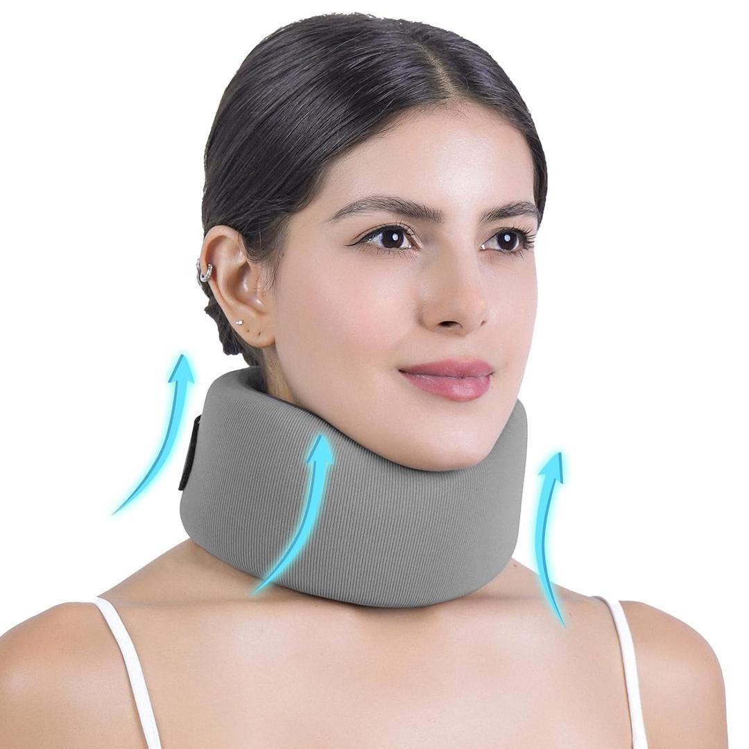 Neck Brace 2.0 for Neck Pain & Support - Soft Nylon-Spandex Cervical Collar for Keep Vertebrae Stable & Aligned for Women & Men - Ideal for Sleeping Anti-Snoring, Office & Neck Injury Recovery