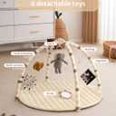 Blissful Diary Baby Play Gym Mat, Tummy Time Activity Mat with 6 Detachable Toys for Stage-Based Sensory & Motor Skill Development, Easy to Install & Clean, Baby Essentials Gift, Sandy Beige