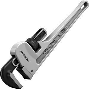HORUSDY 18-Inch Pipe Wrench, Aluminum Heavy-Duty Adjustable Plumbing Wrench, 450mm, 1/2"2" Pipe Capacity, Strong Grip & Durable, Lightweight Gray for Professionals & DIY