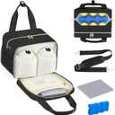 PIIOSER Breastmilk Cooler Bag with Ice Pack, Fits 6 Baby Bottles Up to 9 Ounce, Insulated Bottle Travel Bags with Shoulder Strap-Wearable Breast Pump Carrying Case for Nursing & Working Moms (Black)