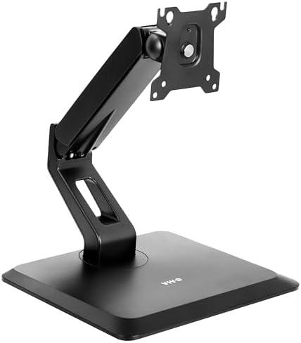 VIVO Premium Single 17 to 32 inch VESA Monitor and Touch Screen Desk Stand with Rotating Base, Freestanding Pneumatic Height Adjustable Arm, Black, STAND-V001R