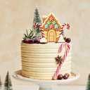 AnyDesign 48Pcs Christmas Cupcake Toppers with Sticks and Glue Point 7 Design Gingerbread Man Cupcake Toppers Cute Xmas Food Picks for Christmas Birthday Party Supplies Dessert Decorations