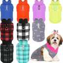 Reginary 10 Pack Medium Dog Sweaters Fleece Pet Dog Clothes with Leash Ring Soft Warm Winter Puppy Plaid Shirt (Stylish)