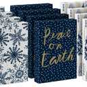 Hallmark Medium Christmas Gift Boxes with Lids (12 Shirt Boxes, White Snowflakes and Stripes on Kraft) for Holiday Parties, Winter Weddings, Bridal Showers