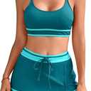RIHOAS Women's Bikini with Swim Skirt -2026 Tummy Control Two Piece Bathing Suit High Waisted Push Up Swimwear for Beach Pool, L