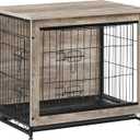 Feandrea Dog Crate Furniture, 27.2" Side End Table, Modern Kennel for Dogs Indoor up to 30 lb, Heavy-Duty Dog Cage with Multi-Purpose Removable Tray, Double-Door Dog House, Greige UPFC001G01