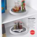 Copco 9 Inch Non Skid Pantry Cabinet Lazy Susan Turntable, Set of 2, Spinning Organizer for Kitchen, Countertop, or Bathroom, White and Gray