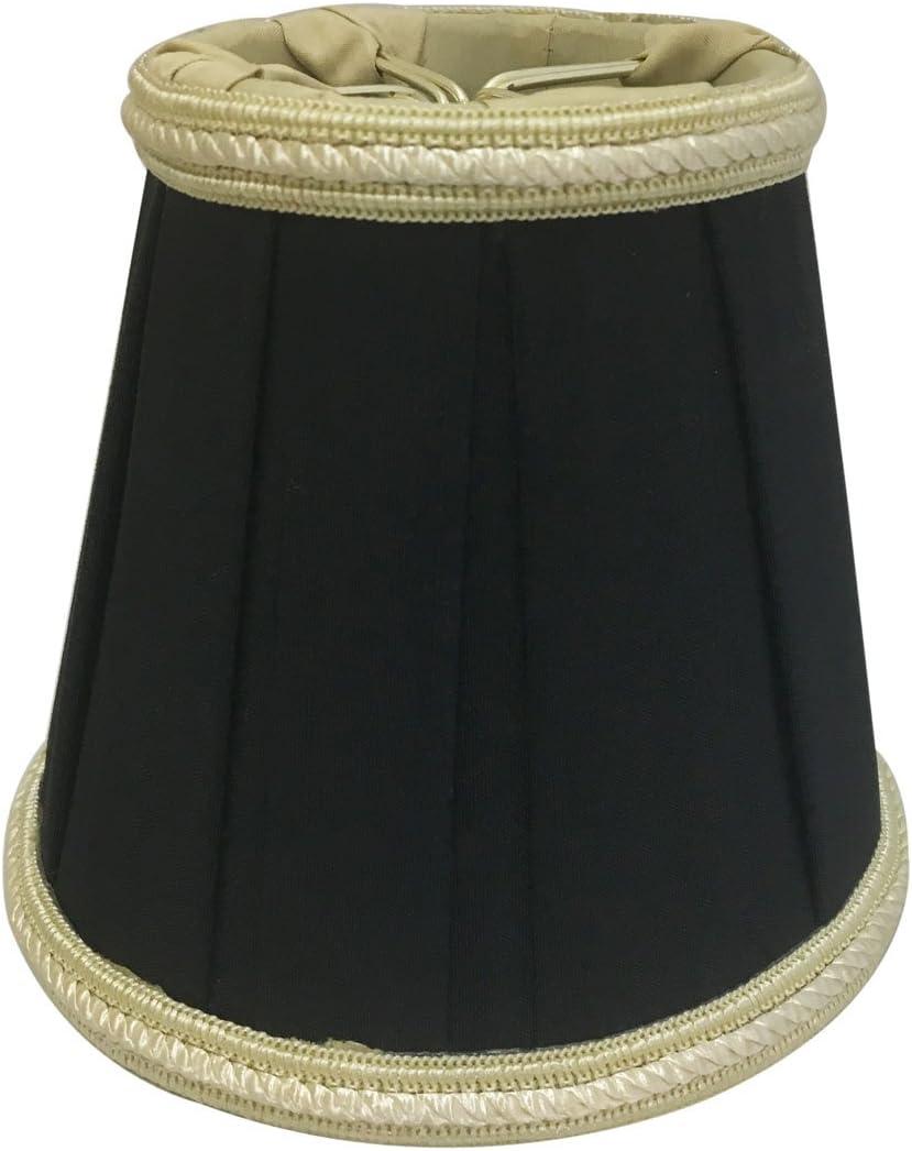 Royal Designs, Inc. CS-404BLK Empire English Box Pleat Chandelier Shade with Decorative Trim, 3 x 5 x 4.5, Black