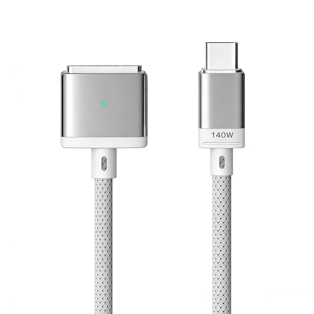 140W USB-C to Magnetic 3 Cable Safe 6.6FT for M4/M3/M2 MacBook Air & Pro, Compatible with MacBook Air (13"/15" 2025-2022) and MacBook Pro (16"/14" 2024-2021) - White
