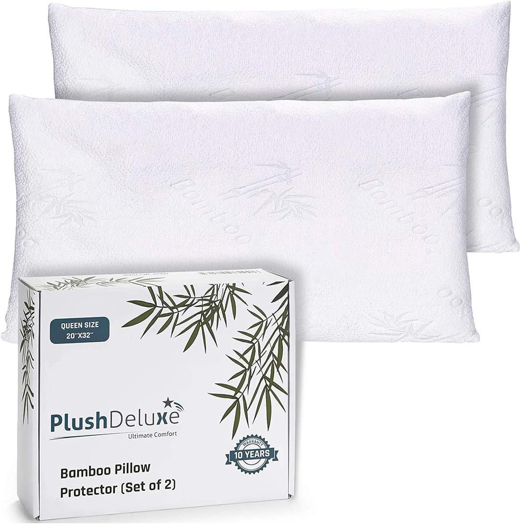 Premium King 20''x38'' Waterproof Pillow Protector Covers - Viscose Made from Bamboo – Allergy, Dust, and Mite Proof Zippered Pillowcase, Set of 2