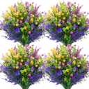 12 Pcs Artificial Flowers for Outdoors Decorations, Plastic Fake Flowers Colorful Faux Flowers Realistic UV Resistant for Garden Patio Porch Window Box Home Outdoor Decor (12, 6 Styles Mixed Flowers)