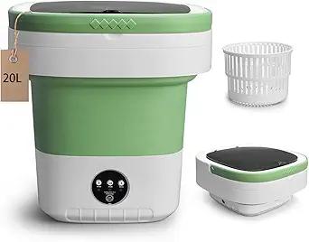 Portable Mini Washing Machine, 20L Upgraded Foldable Washer with Spin Basket, 3 Modes Deep Cleaning for Baby Clothes, Underwear & Socks, Perfect for Apartment, Dorm, Hotel, Travel & Camping