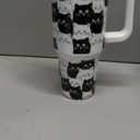 40oz Tumbler Black and White Cats Insulated Coffee Cup Stainless Steel Travel Mug Car Water Bottle with Lid Straw Handle (A003661)
