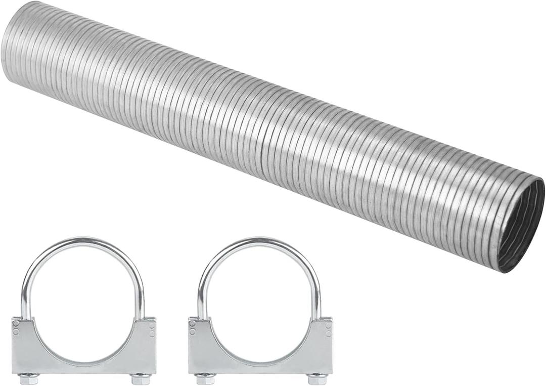 Piclafe 3" x 16.5" Length Universal Exhaust Flex Pipe, 3 Inch Flexible Exhaust Pipe with 2 x U Bolt Clamps