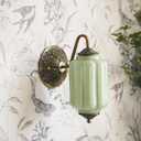 Antique Gold Milk Glass Wall Sconce - Vintage Green Shade & Brass Finish Base - Indoor Wall Lighting Fixture for Living Room, Bedroom, Bathroom, Hallway, Entryway (Green)