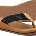 COFACE Womens Flip Flops with Arch Support Ladies Fashion Lightweight Wedge Flip Flops Comfortable Yoga Mat Sole Summer Platform Thong Sandals (11, Black Tan)