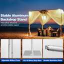 Pipe and Drape Backdrop Stand 8ftx10ft Adjustable Background Support System Heavy Duty Background Stand for Wedding Banquet Decorations Silvery
