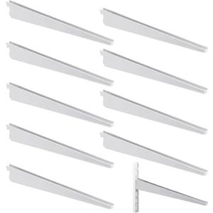 Yalikop 10 Pack Adjustable Shelf Brackets for Double Track System Closet Organization Heavy Duty Wire Shelf Brackets (White,18.5 Inches)