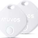 ATUVOS Air Tracker Tags-2 Pack, Bluetooth Luggage Tracker & Keys Finder Works with Apple Find My (iOS Only), Item Finders for Suitcases, Wallets, Bags, Waterproof IP67, Replaceable Battery, Anti-Lost