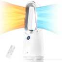 ULTTY Space Heater, Portable Electric Heaters and Cooler Fan Combo with Remote, 80Oscillation, 9 Speeds, 3 Modes, 8 Timer, 6 Colors LED Light, Fast Safety Heat and Quiet for Office Bedroom Home (White)