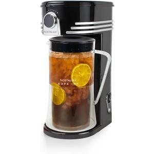 Nostalgia 3-Quart Iced Tea & Coffee Brewing System With Double-Insulated Pitcher, Strength Selector & Infuser Chamber, Also Perfect For Lattes, Lemonade, Flavored Water, Black