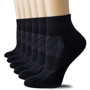 CS CELERSPORT 6 Pairs Women's Running Ankle Socks Athletic Sport Socks Cushioned (Medium)