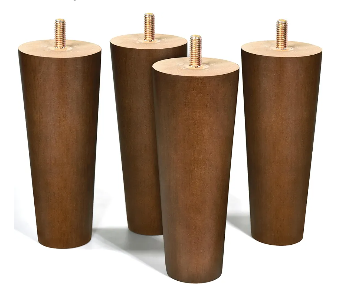 Furniture Legs Wood Sofa Legs Walnut Color Couch Replacement Legs for Cabinet Vanity Couch Chair Dresser Pack of 4 (6 inch)