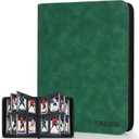 4 Slot Top Loader Binder, Top Loaders Collection Storage Album for Trading Cards and Sports Cards - Holds 112 Top Loader, NOT Suitable for Cards WITHOUT Top Loaders(Dark Green)