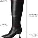 Modatope Black Boots Knee High Boots for Women Square Toe Long Boots 2.9 In Stiletto Kitten Tall Boots for Women Size 7.5 (Black)