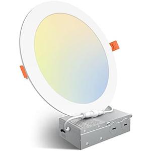 Amico 1 Pack 8 Inch 5CCT Ultra-Thin LED Recessed Ceiling Light with Junction Box
