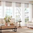 jinchan White Linen Blend Curtains for Living Room 84 Inch Length 2 Panels Set Semi Sheer Light Filtering Grommet Curtains for Bedroom Light Weight Soft Window Grommet Drapes Cream 50W x 84L Inch