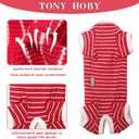 TONY HOBY Dog Pajamas 4 Legged Pet Clothes with Waffle Stripes, Dog Jumpsuit Pajamas for Medium Small Dogs (Red, Girl, XL)
