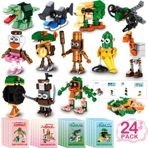 Valentines Day Gifts for Kids, 24 Pack Building Blocks with Valentines Day Cards Class Valentines Gifts for Class Classroom School Boys Girls Party Favors Exchange (Blue)