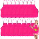 PLULON 30 Pcs Kids Apron Painting Aprons, Kids Aprons for Painting Rose Red Aprons Art Apron Smocks Bulk for Art Activity Craft Home Kitchen Classroom Party Supplies