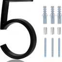 Numbers For Address On House - 5 Inch Floating House Numbers With Nail Kit And Instructions Easy To Install, High Gloss Black Number 5