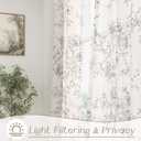 Floral Linen Curtains - 100 Inch Length for Living Room & Bedroom, Botanical Patterned, Burlap Textured, Rustic Farmhouse, Shabby Chic, Extra Long Drapes