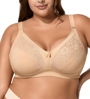 Minimizer Bras for Women Full Coverage No Underwire Plus Size T-Shirt Unlined Bra Skin 90E