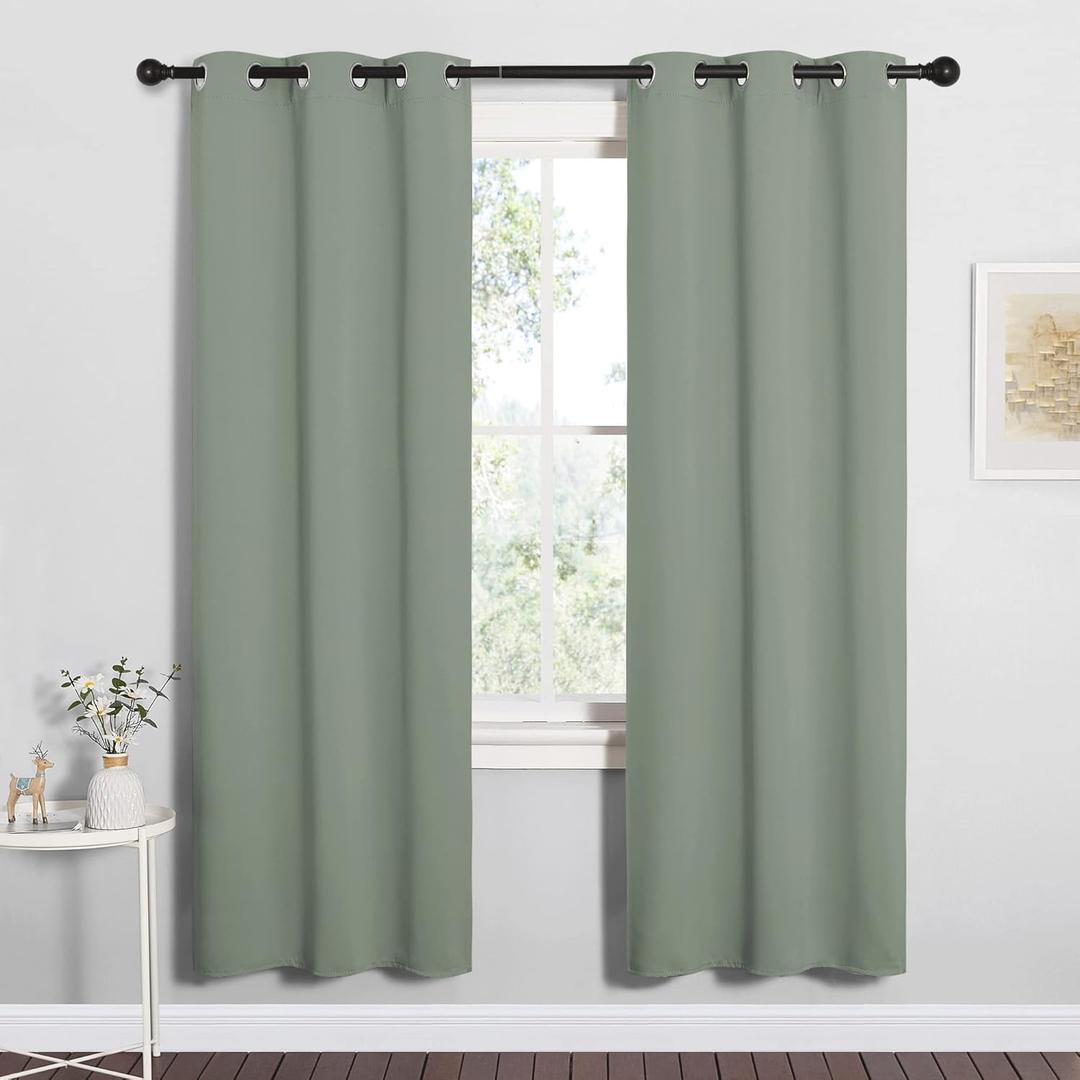NICETOWN Bedroom Curtain Panels Blackout Draperies, Thermal Insulated Solid Grommet Blackout Curtains/Drapes (Greyish Green, 1 Pair, 34 by 72-inch) NICETOWN Bedroom Curtain Panels Blackout Draperies, Thermal Insulated Solid Grommet Blackout Curtains/Drapes (Greyish Green, 1 Pair, 34 by 72-inch)